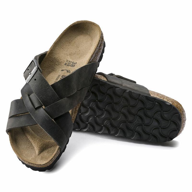 Birkenstock Lugano Oiled Læder Sandaler Herre Sort | DK 221MQZ